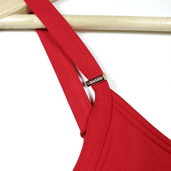 Calvin Klein Logo Red One Piece Swimsuit Sporty - Picture 3 of 9